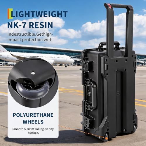 Lockable Waterproof Equipment Case with Telescoping Handle