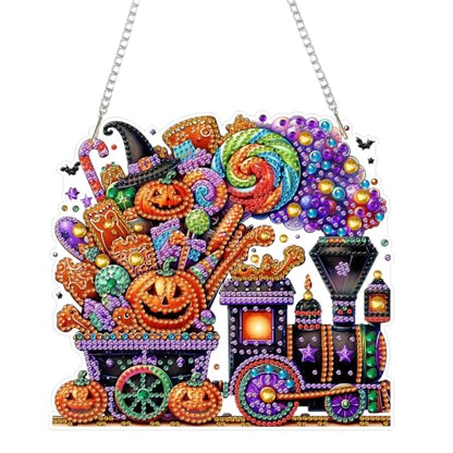 AIBOERL Diamond Art Kits for Adults, Halloween Acrylic Hanging Suncatcher - color: DP04346