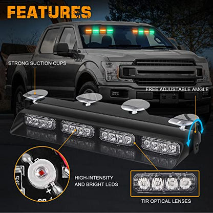 XRIDONSEN 2 in 1 2x 14 inch Strobe Light Bar - color: Amber/Green