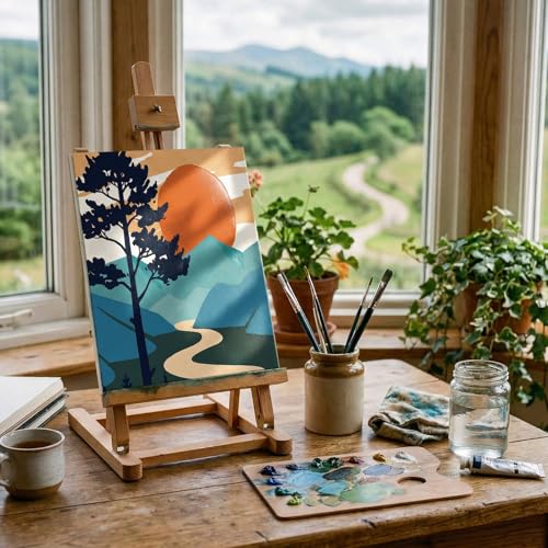 AmazingSpark 16 Pcs Pre Drawn Canvas to Paint for Adults Mountains Lakes - style: Mountains Lakes