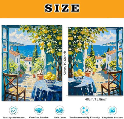 Beach Cute Lemons Paint by Numbers Kit for Adults Beginner (Without Frame) - color: YH05002