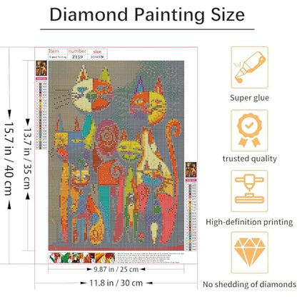 Shouruihua Square Diamond Art Kits, Cat Diamond Painting Kits for Adults - color: Animal (Funny Cat)