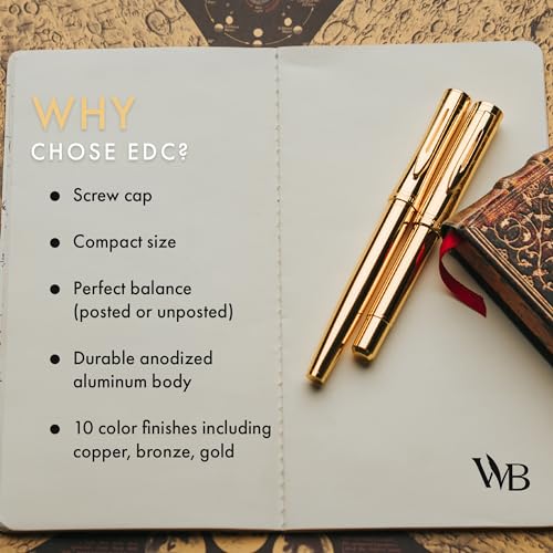 Wordsworth & Black Mini Pocket Fountain Pen for Writing, Medium Nib, Gold - color: Gold