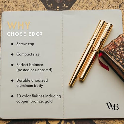 Wordsworth & Black Mini Pocket Fountain Pen for Writing, Medium Nib, Gold - color: Gold