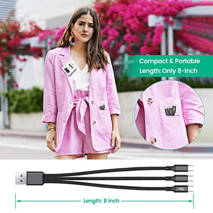 3-in-1 Charging Cable for Rode Wireless Pro, Go 2, Go 3 Microphones, 8-Inch - size: 8-Inch