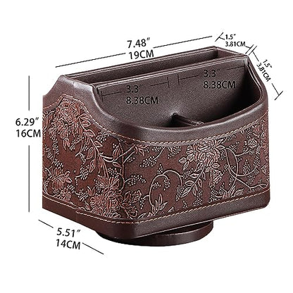 PU Leather 360° Rotatable Remote Control Holder,Nightstand TV Remote Caddy - color: 1 Retro