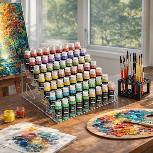 7-Layer Clear Acrylic Paint Holder Storage & Brush Organizer