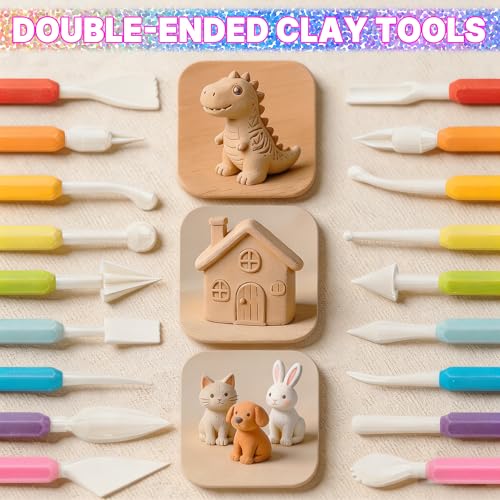 9PCS Air Dry Clay Tools for Kids, Double-Ended Modeling Clay Tools, Polymer Tools Kit for DIY Moulding Project, Pottery Wheel, Crafting Supplies, Pros, Beginners, Adults