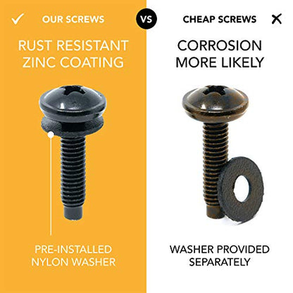 12-24 Rack Screws [150pk] – Rack Mount Screws with Nylon Washers for Server, Network, and Audio Equipment - size: 12-24 (150 Pack)