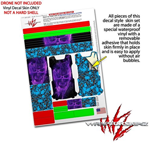 Skin Decal Wrap 2 Pack Compatible with DJI Ryze Tello Flaming Fire Skull Purple Drone NOT Included