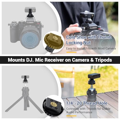 JJC Anti-Slip Cold Shoe Mount Adapter for DJI Mic 1 Receiver,with 1/4"-20 - size: for DJI Mic1 Only