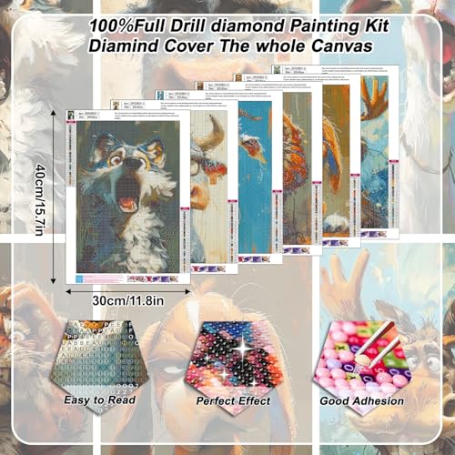 EIBEILI Diamond Art Kits for Adults-6P Funny Animal Diamond Painting Wall