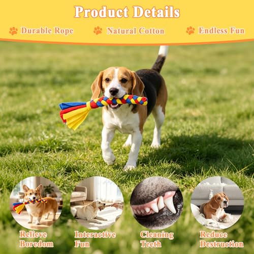 Flirt Pole for Dogs, Heavy Duty Dog Teaser Wand with 3 Replacement Rope - color: yellow