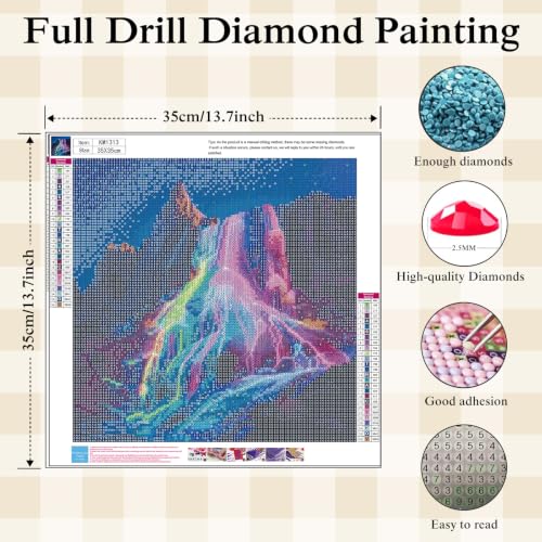Rainbow Waterfall Diamond Painting Kit for Adults,Fantasy Diamond Art Kit - color: KM1313-1