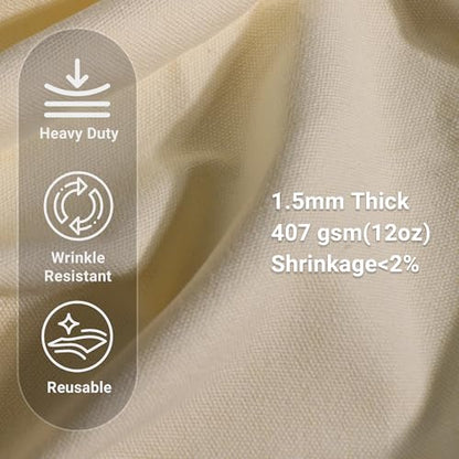 12oz Heavy Duty Cotton Canvas Fabric, Thickend Cotton Duck Cloth, 3 Yard - color: Beige, size: 3 Yards Pre-cut