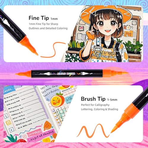 WINSONS Acrylic Markers, 30 Dual-Tip Paint Pens for Rock Painting, Colouring Books, Mugs, Canvas Shoes, Metal, Scrapbooking - Quick Dry, Brush & Fine, Drawing Markers