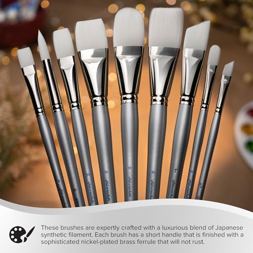 Silver Brush Limited Silverwhite Angles Watercolor Paintbrush Set, 5pc - style: 5 Pc, Short Handle Angles