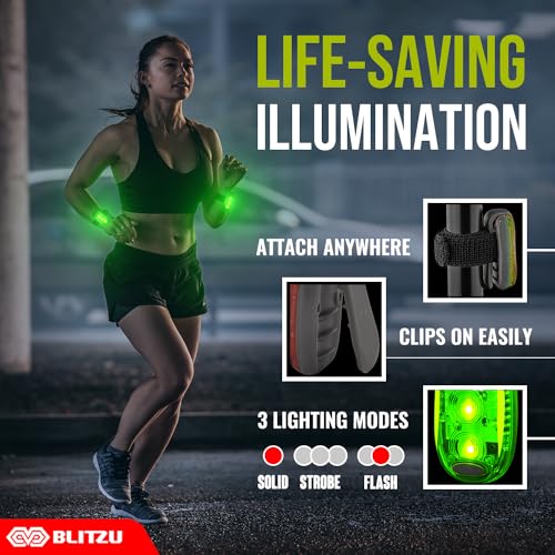 LED Safety Lights 4 Pack, Clip On High Visibility Strobe Light for Walk Run - color: Green