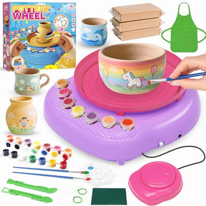 Pottery Wheel for Kids, Complete Kit with Air-Dry Clay, Ages 8-12 - color: Pink
