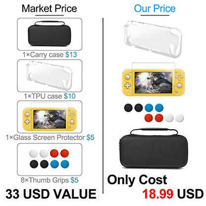 YUANHOT Carrying Case Plus TPU Cover for Nintendo Switch Lite 2019 - Black - color: Black