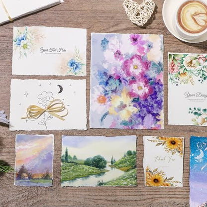 25 Sheets Watercolor Paper 6 x 8 in, 300 GSM, Deckled Edge, Ivory - size: 6 x 8 inch