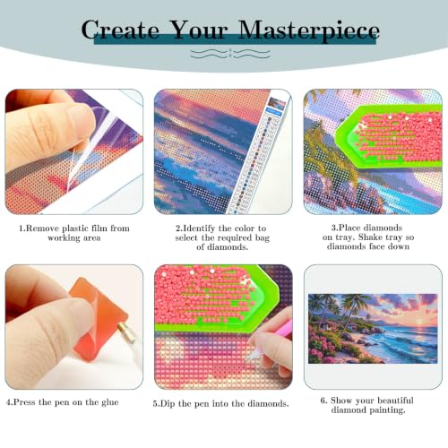 JOOZ Large Diamond Art Kits for Adults - 5D Sunset Beach Diamond Painting - color: Sunset Beach 059