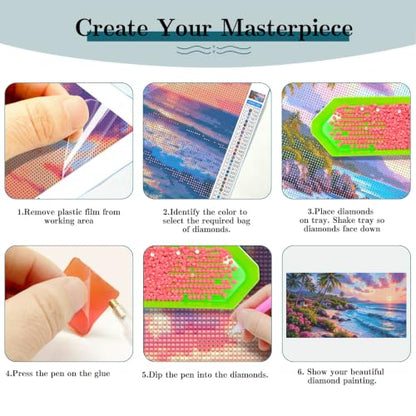 JOOZ Large Diamond Art Kits for Adults - 5D Sunset Beach Diamond Painting - color: Sunset Beach 059