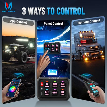 MICTUNING P1Y 6 Gang Switch Panel, Remote and APP Control, Up to 230FT - size: RGB 6 Gang(APP+Remote Control)