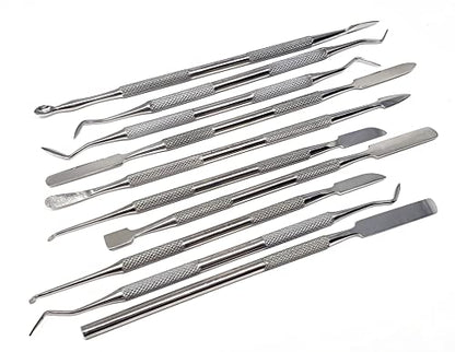 A2ZScilab - Premium Wax Carving Tools Set – 10 Pcs Stainless Steel Wax & Clay Sculpting Tools – Double Ended Dental and Wax Carvers Tools for Carving Modeling Sculpting and Shaping