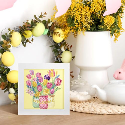 Geyoga 4pcs Pink Diamond Painting Kits with Frame for Adults 7 x 7 Inch - style: Spring