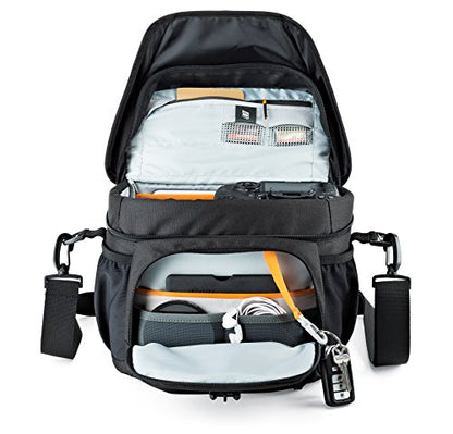Lowepro LP37123, Nova 180 AW II Camera Bag, Waterproof, Customizable, Fits Pro-Depth DSLR with Lens, Compact Drone, 3-4 Additional Lenses, Flash, Black - color: Black
