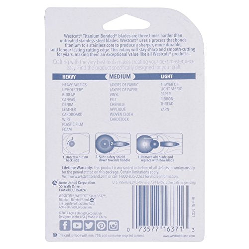 Westcott Titanium Bonded 45mm Rotary Cutter - size: 45MM Rotary Cutter