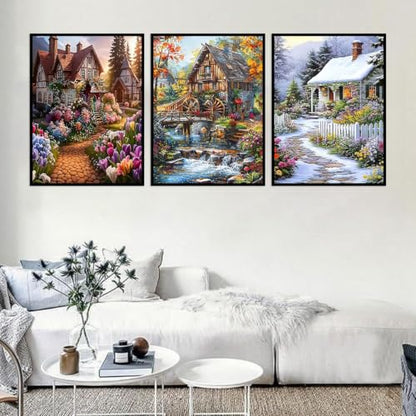 Ekuxom 3 Pack Landscape Paint by Numbers Kit for Adults on Canvas - color: Landscape-3pack