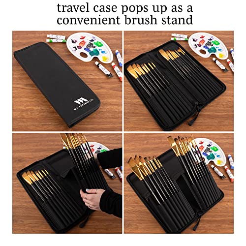 WA Portman 15-Pc Professional Paint Brush Set with Durable Zipper Case Kit