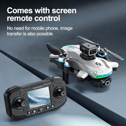 ikaufen S160 Drone with Built-in screen control, Camera for Adults RC Drone With HD Dual Camera WiFi FPV Foldable Quadcopter Aircraft +2 Battery (S160 screen control+2Batte White1) - size: S160 Dual Camera Screen Control + 2 Battery White1