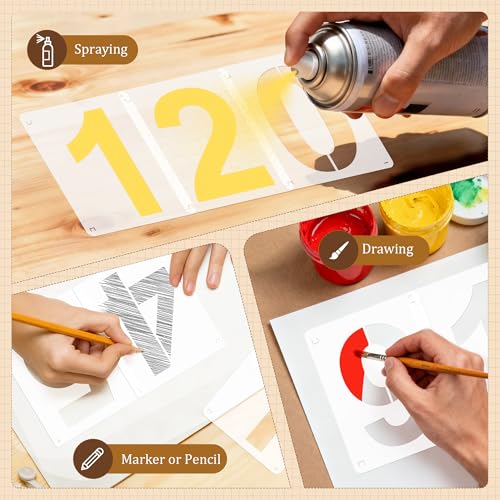 5,6,8 Inch Number Stencils,30Pcs Plastic Reusable Washable Curb Stencil Kit - size: "5Inch,6Inch,8Inch"