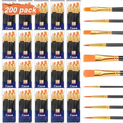 ESRICH 200PCS Paint Brushes, Paint Brush for Acrylic Painting - color: Black, size: 200