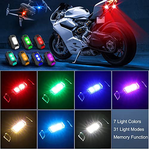 QVEVDACAR LED Strobe Drone Lights, 7 Colors Mini USB Rechargeable Lighting
