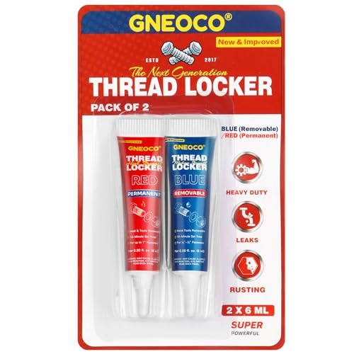 2 Pack Thread Locker Blue and Red 6mlx2 - Medium and Strong StrengthThreadlocker Metal Glue for Nuts, Bolts, Fasteners - Prevent Loosening/Corrosion (Blue and Red 6ml*2) - style: Blue and Red 6ml*2