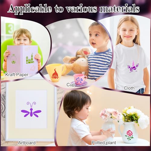 Fainne 100 Pcs 2 Inch Small Stencils for Painting, Girls Theme