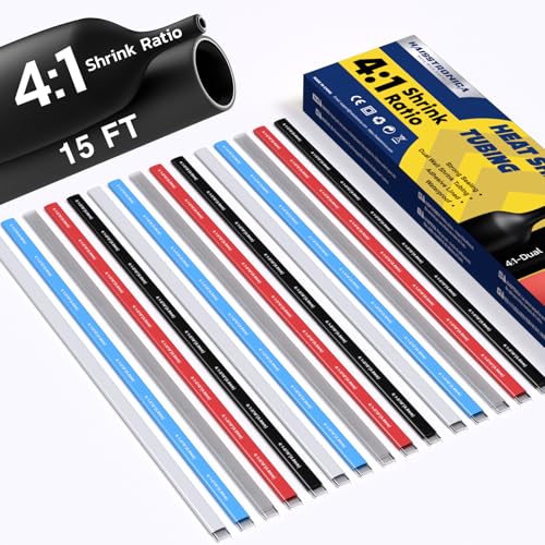 haisstronica 15Ft 4:1 Heat Shrink Tubing Kit 3/16" 5 Colors - size: 3/16"
