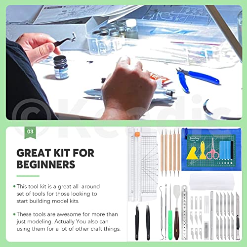 Keadic 31Pcs Professional Model Tools Compatible with Vinyl Weeding Tool Includes Paper Trimmer Cutting Board Utility Knife with Blades, Hobby Building Tools Craft Set