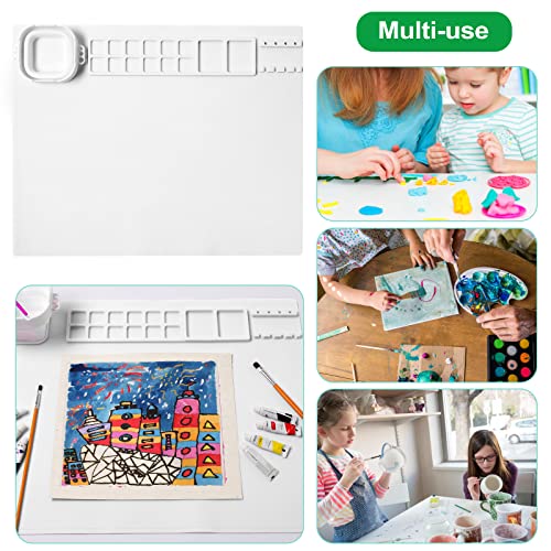 AWOKE Silicone Painting Mat - 20"X16" Silicone Art Mat with 1 Water Cup for Kids - Craft Mat has12 Color Dividers - 2 Paint Dividers (White),Toddler Activities,3 4 5 Year Old Girl Boy Birthday Gifts - color: White