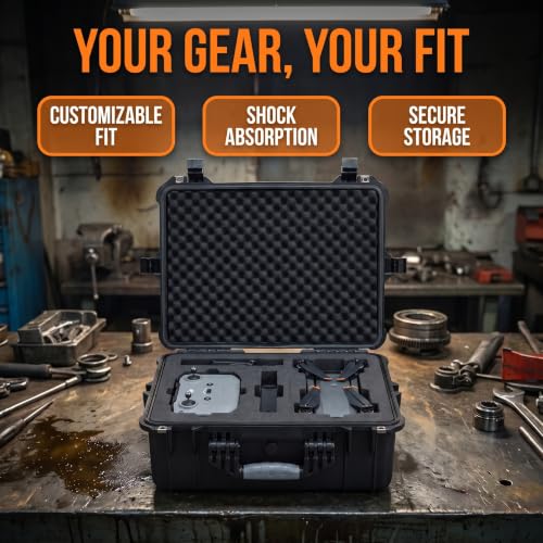MEIJIA All Weather IP67 Waterproof Hard Camera Case,Hard Protective Case,Hard Case with Customizable Foam,Fit Use of Drones,Camera,Equipments,Pistols(Black,20.62 x16.85x8.11inches) - color: Black, size: 20.62 x16.85x8.11inches
