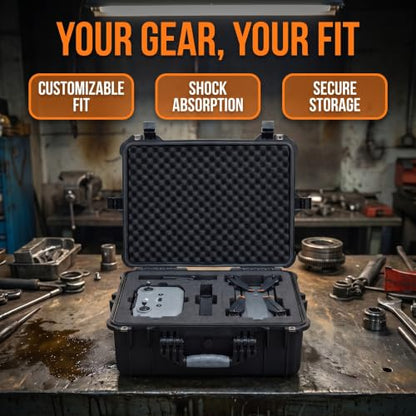 MEIJIA All Weather IP67 Waterproof Hard Camera Case,Hard Protective Case,Hard Case with Customizable Foam,Fit Use of Drones,Camera,Equipments,Pistols(Black,20.62 x16.85x8.11inches) - color: Black, size: 20.62 x16.85x8.11inches