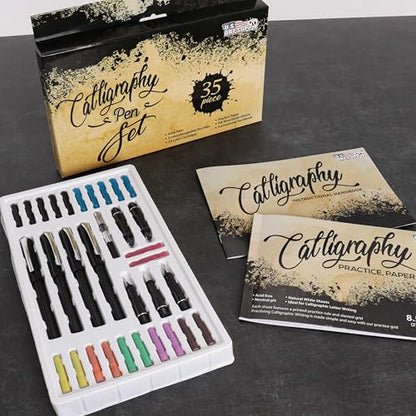 U.S. Art Supply 35-Piece Calligraphy Pen Set - 4 Pens, 5 Nibs, 22 Inks