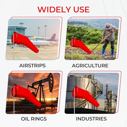 8" Diameter x 36" Long Heavy-Duty Nylon Windsock – UV & Weather Resistant – Ideal for Airport Runways, Helipads, Oil Rigs, and Industrial Sites – Durable Polyurethane Coated Fabric | Made in USA, Metal Frame not Included - color: Scarlet Red (8" Diameter