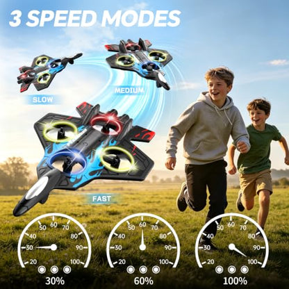 4DRC Foam RC Planes Remote Control Airplanes for Kids Adults, RC Airplane Fighter Jet with Light, 360° Flip Fighter Jet Toys, Stunt Roll, Airplane Toy Gifts for Kids Boys - color: Red-2 Batteries