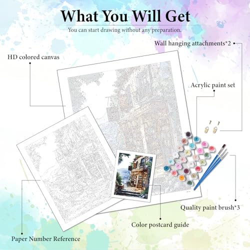 Dawnsphere Bookshop Paint by Numbers Kit for Adults Without Frame 16x20 in - color: OP-US08