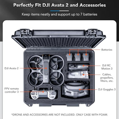 Lykus Titan AT200 Hard Case for DJI Avata 2,Goggles 3(NOT N3),FPV/Motion RC - color: Black AT200
